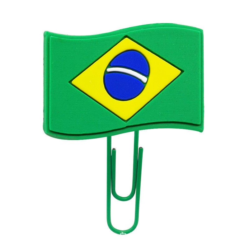 Wholesale 30pcs Flag Series Cartoon Paper Clips Paper Clips Cute Pvc Soft Glue Bookmarks