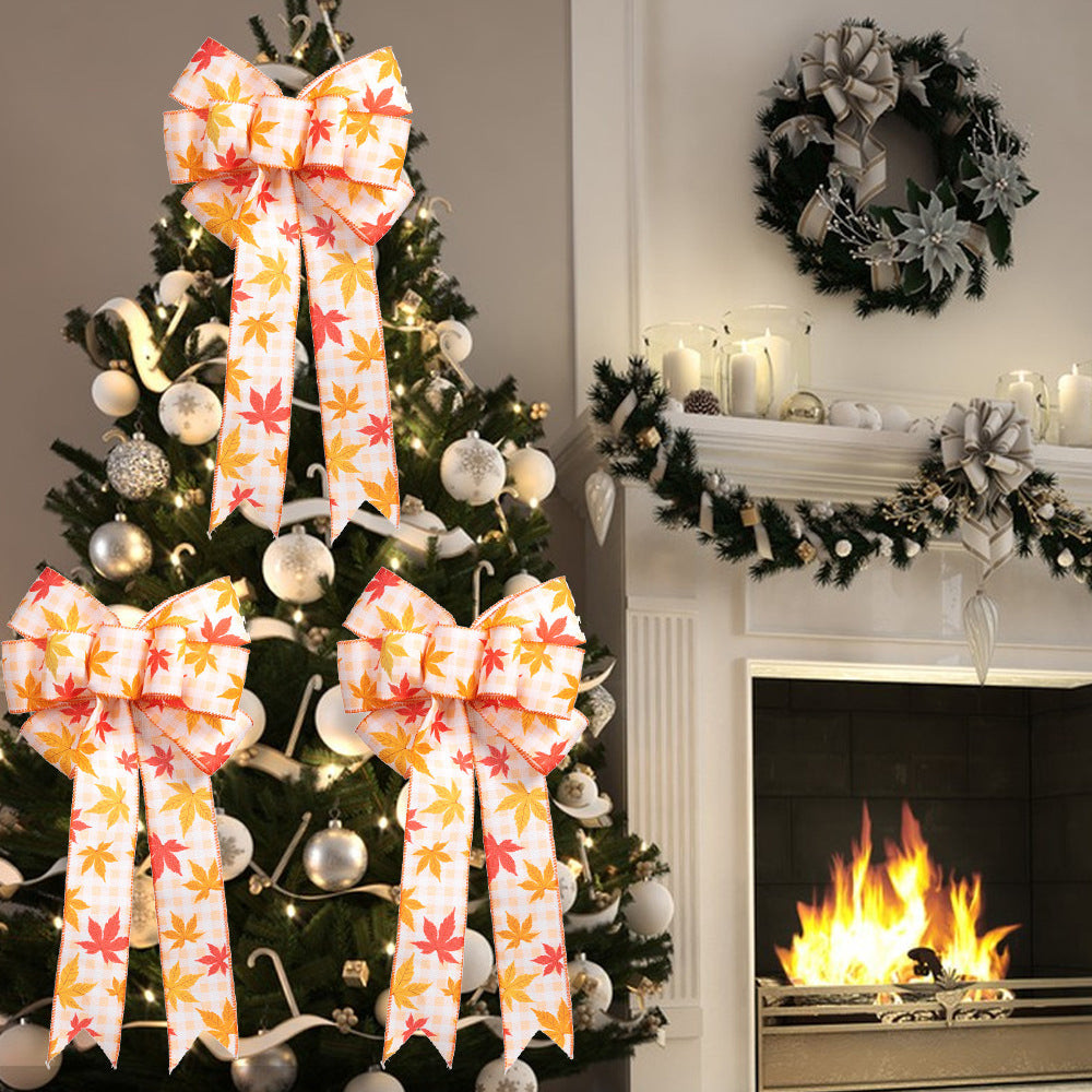 Wholesale Thanksgiving Maple Leaf Bow Fabric Hair Accessories