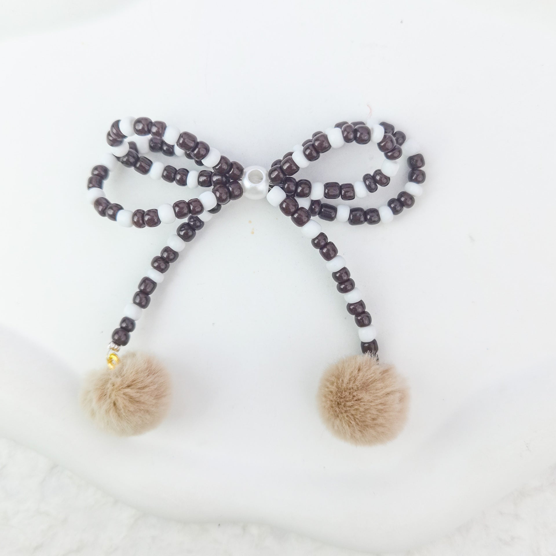 Wholesale 5pcs Through Hole Pen Double Layer Bead Bow DIY Mobile Phone Chain