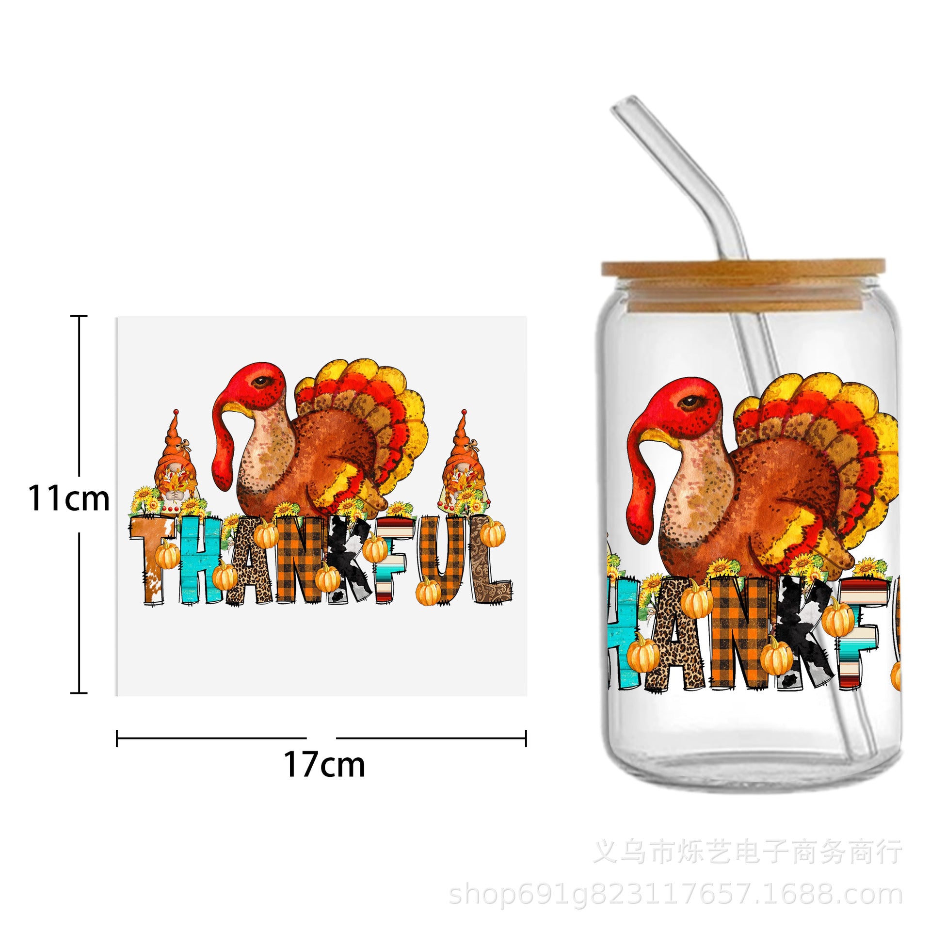 Wholesale  5pcs/pack Snowman Gingerbread Man Christmas Series 16oz Cup UV DTF Wraps