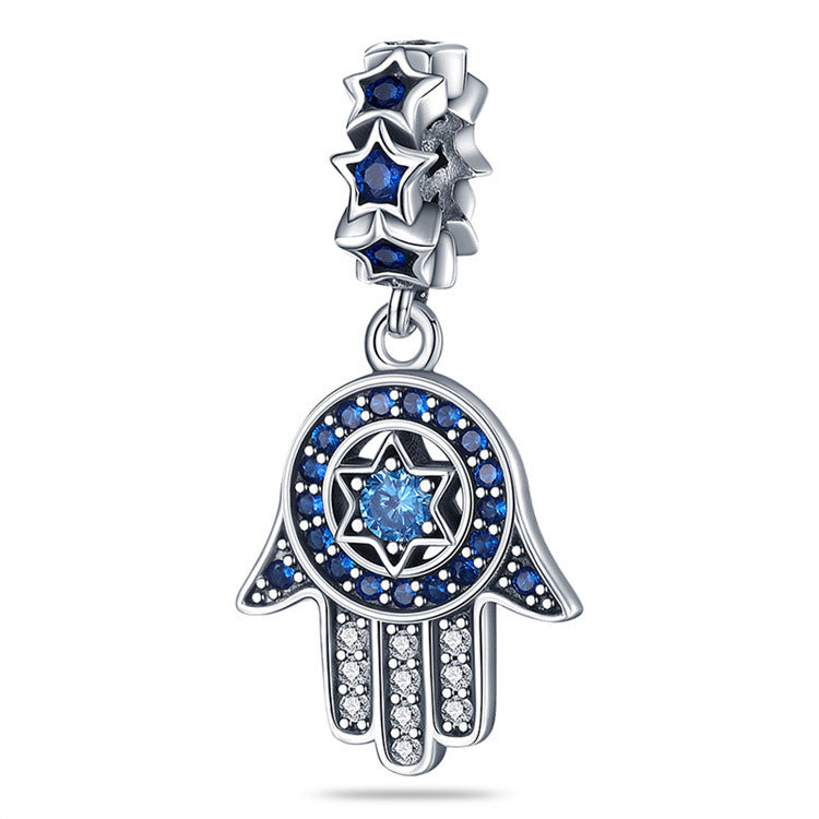 Wholesale Palm Devil' s Eye set with diamonds and silver plated Charms