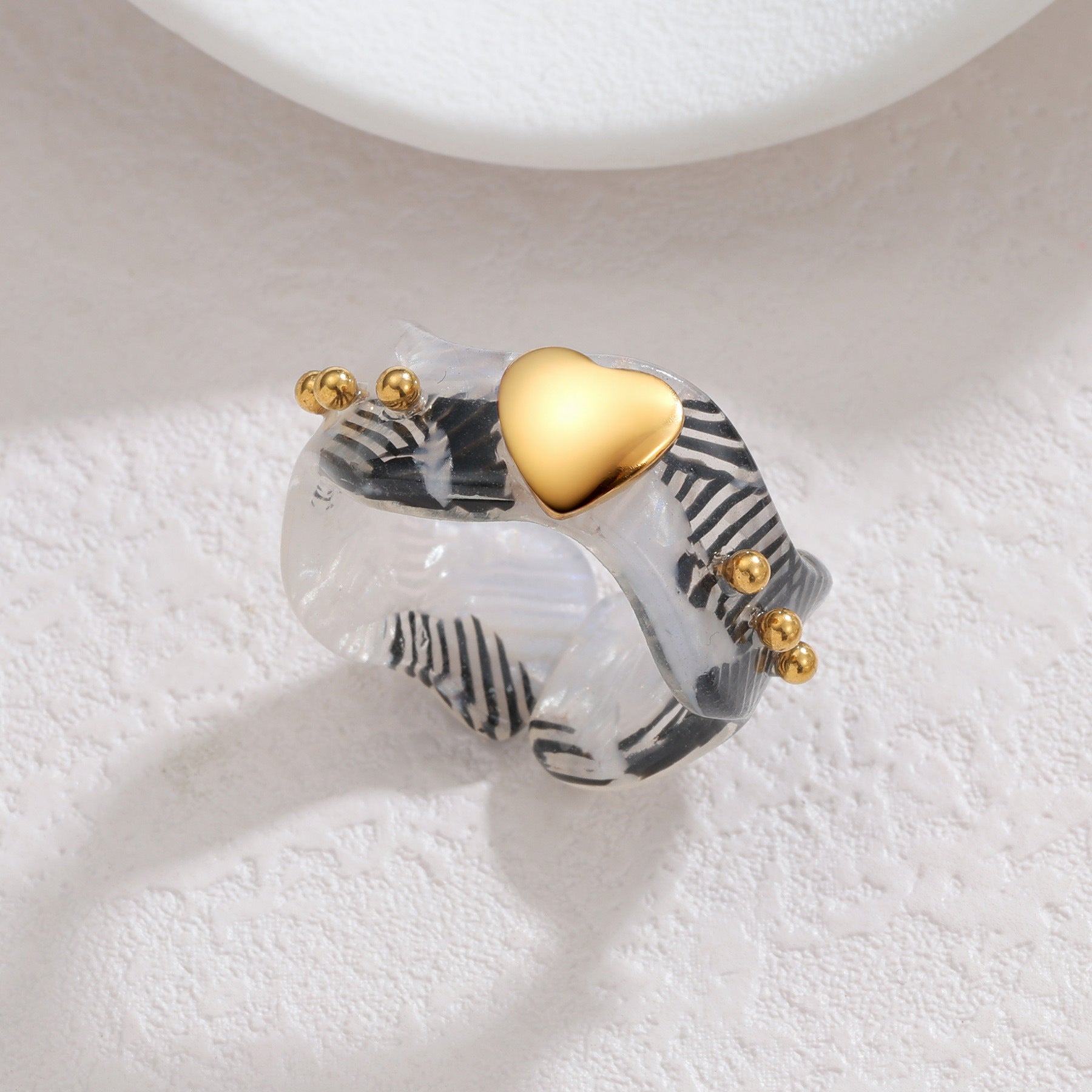 Wholesale Irregular 3D Heart Ring Multicolor Gradient Stainless Steel Electroplated Jewelry Gift
