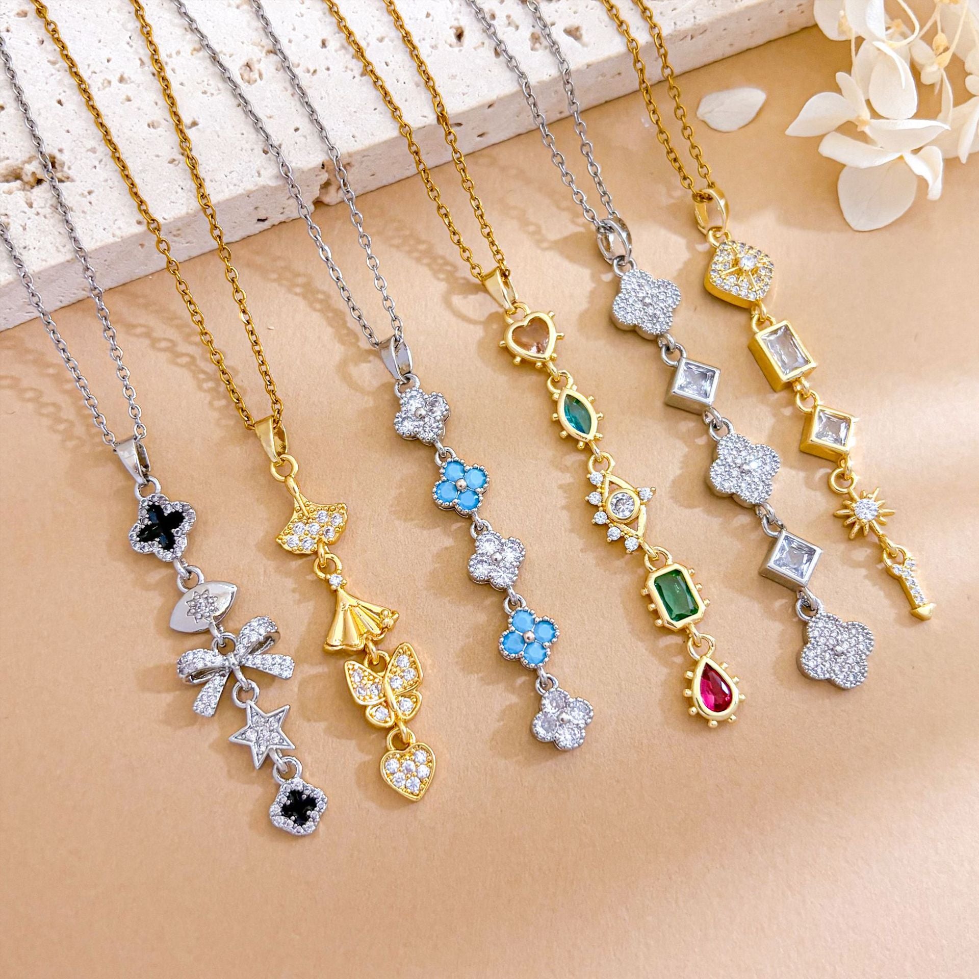 Wholesale Bow Necklace Accessories Women' s Luxury Titanium Steel Necklace