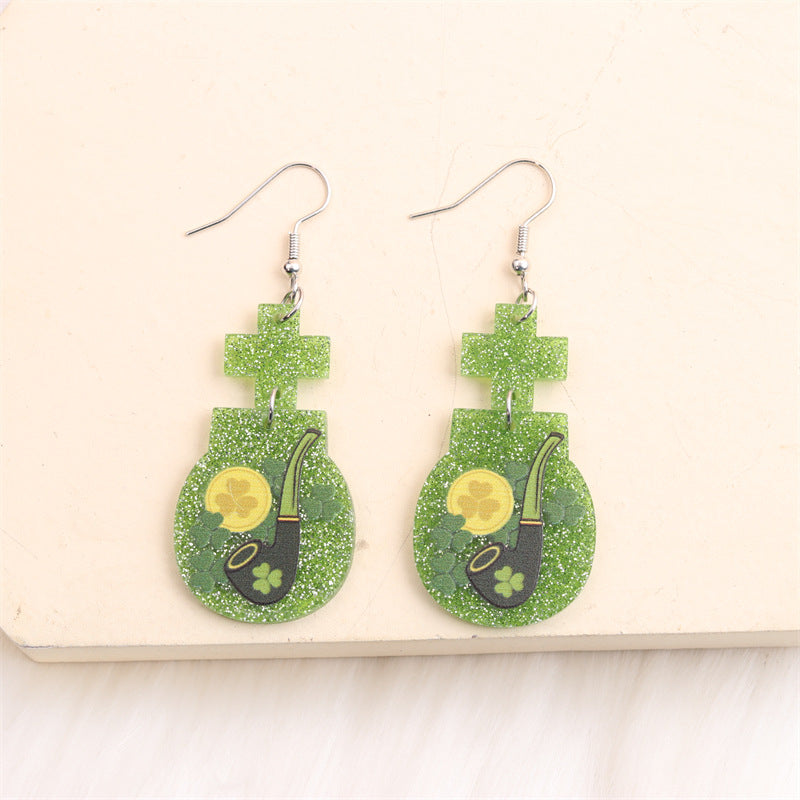 Wholesale St. Patrick's Clover Acrylic Earrings