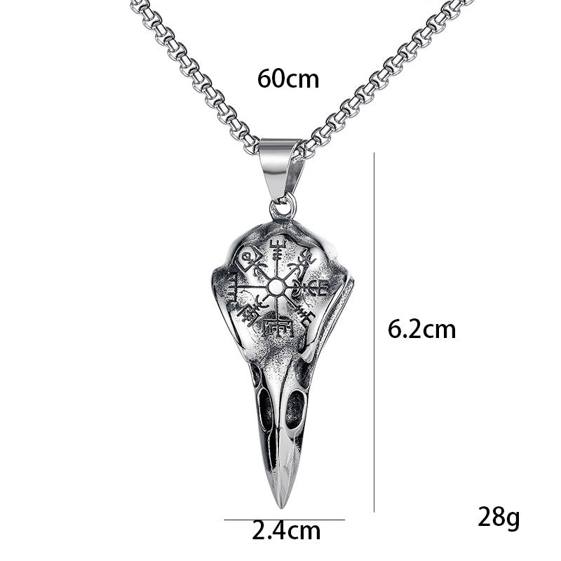 Wholesale Vintage Crow Skull Stainless Steel Punk Style Skull Eagle Beak Men's Necklace