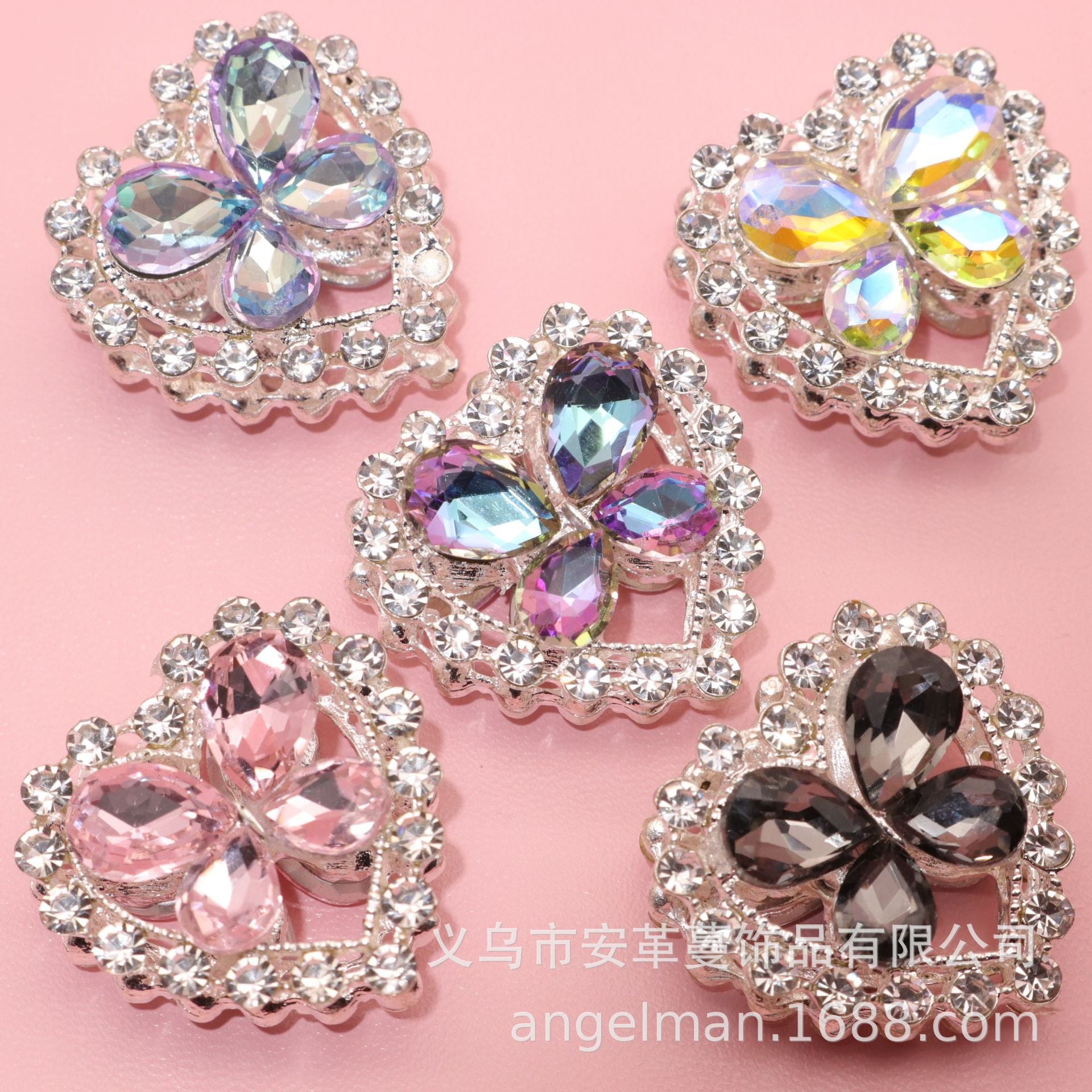 Wholesale Double-sided crystal love heart alloy beads bead accessories