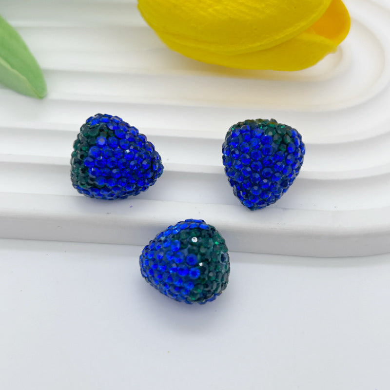 Wholesale 20pcs Strawberry clay filled with diamond beads