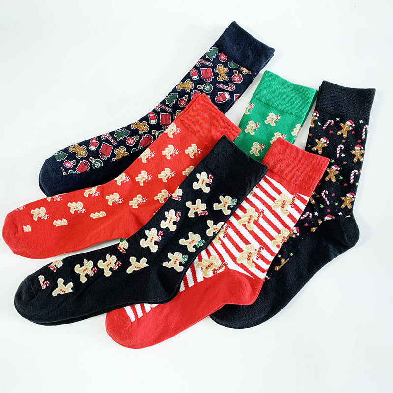 Wholesale European and American Santa Claus Mid Tube Personalized Cotton Reindeer Trendy Socks