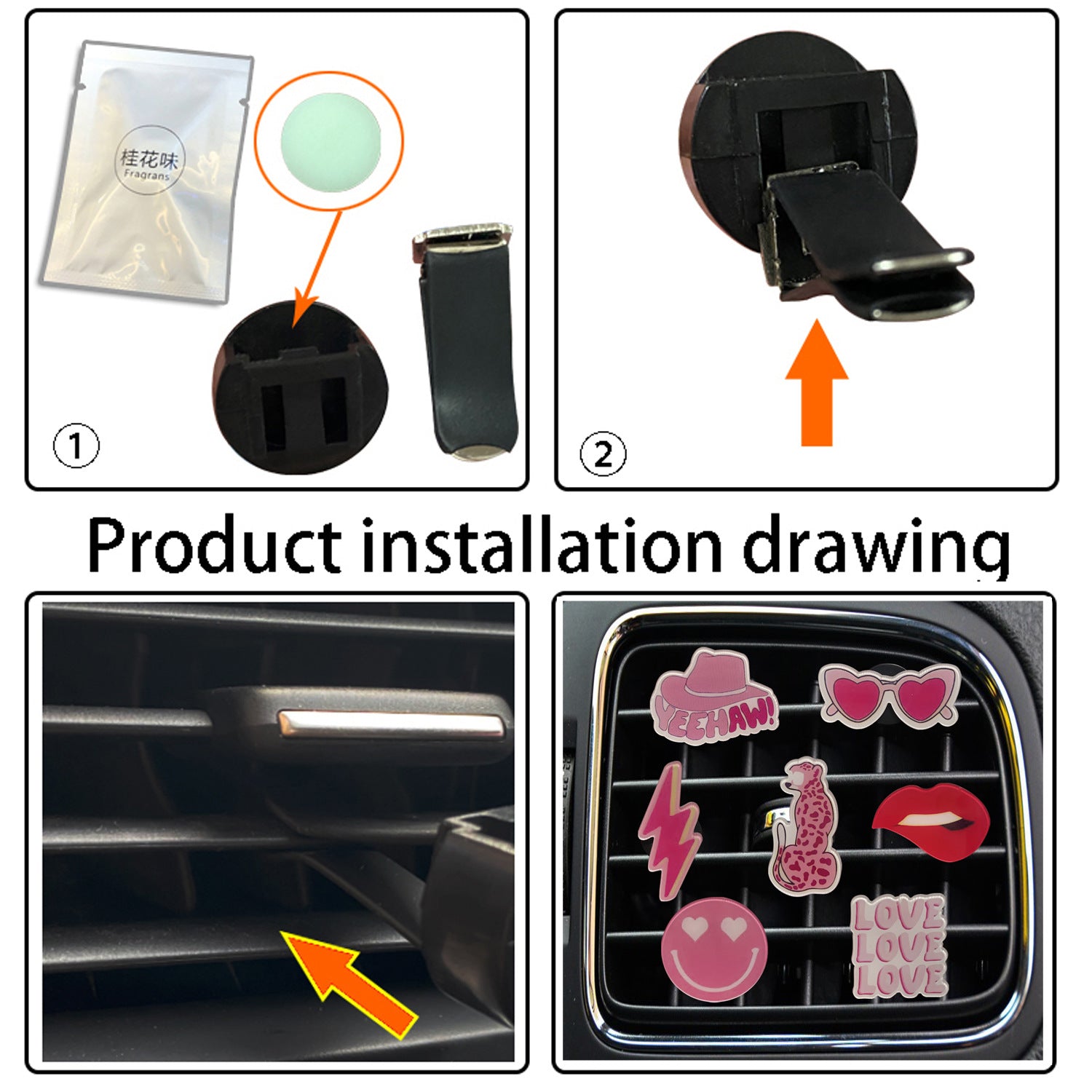 Wholesale Pink Acrylic Car Aromatherapy Clip