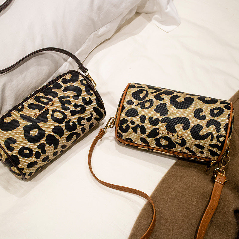 Wholesale PU Leopard Print Cylinder Bag