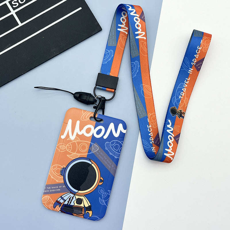 Wholesale Slide Embossed Cartoon Astronaut Protective Case with Long Rope