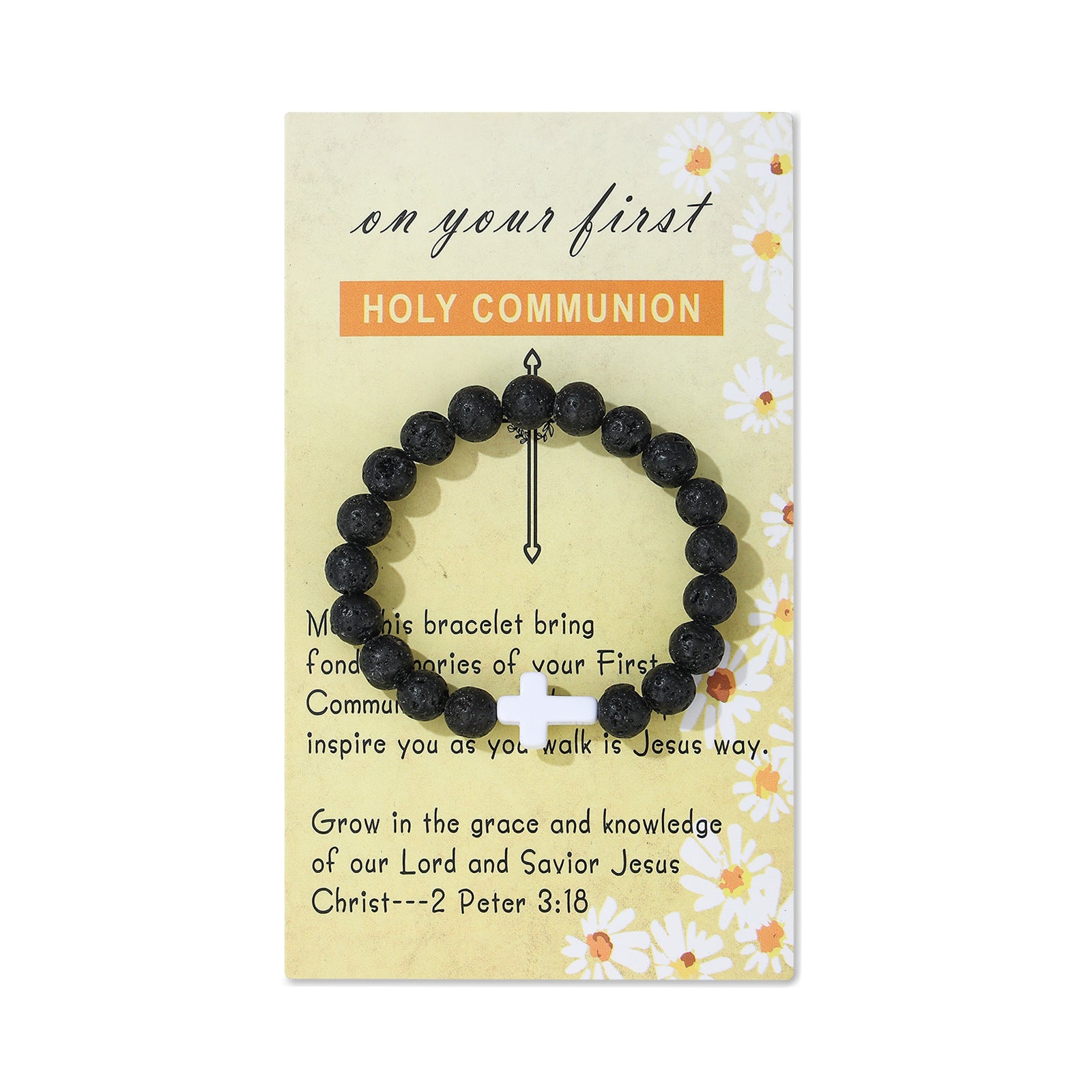 Wholesale Baptismal communion cross Volcanic Stone Bracelets