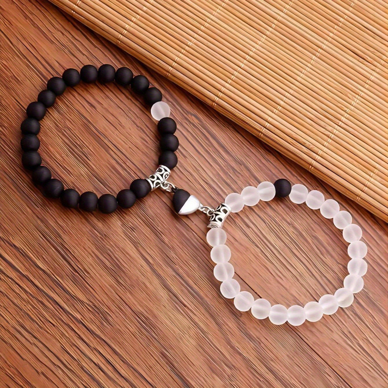 Wholesale Heart Magnetic  Agate Beaded Couple Bracelet