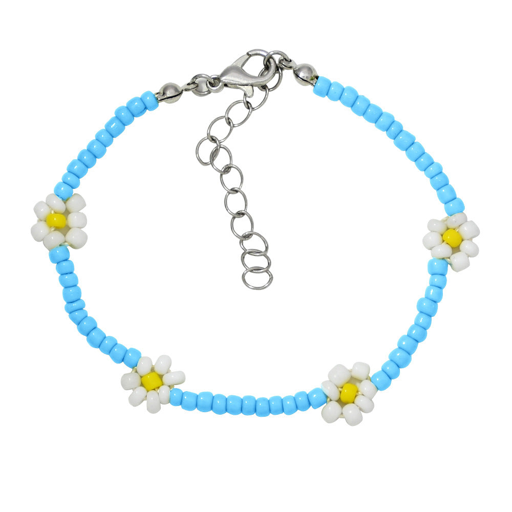 Wholesale Hand Woven Small Daisy Flower Rice Beads Bracelet
