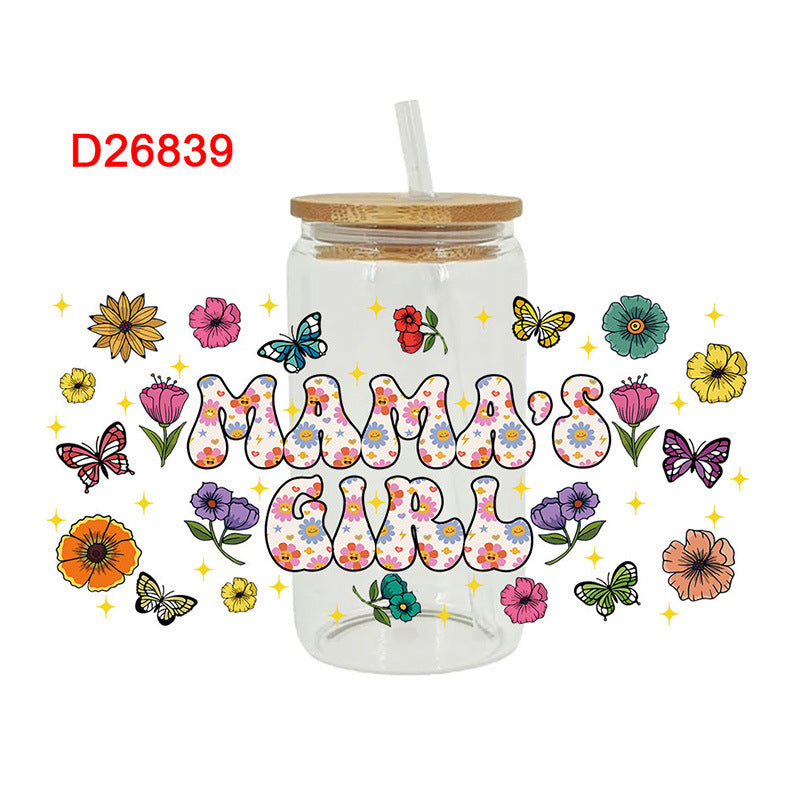 Wholesale Colorful Butterfly Flower Mushroom 16oz Cup UV DTF Wraps