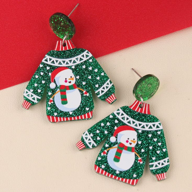 Wholesale Acrylic Sweater Christmas Earrings Earrings