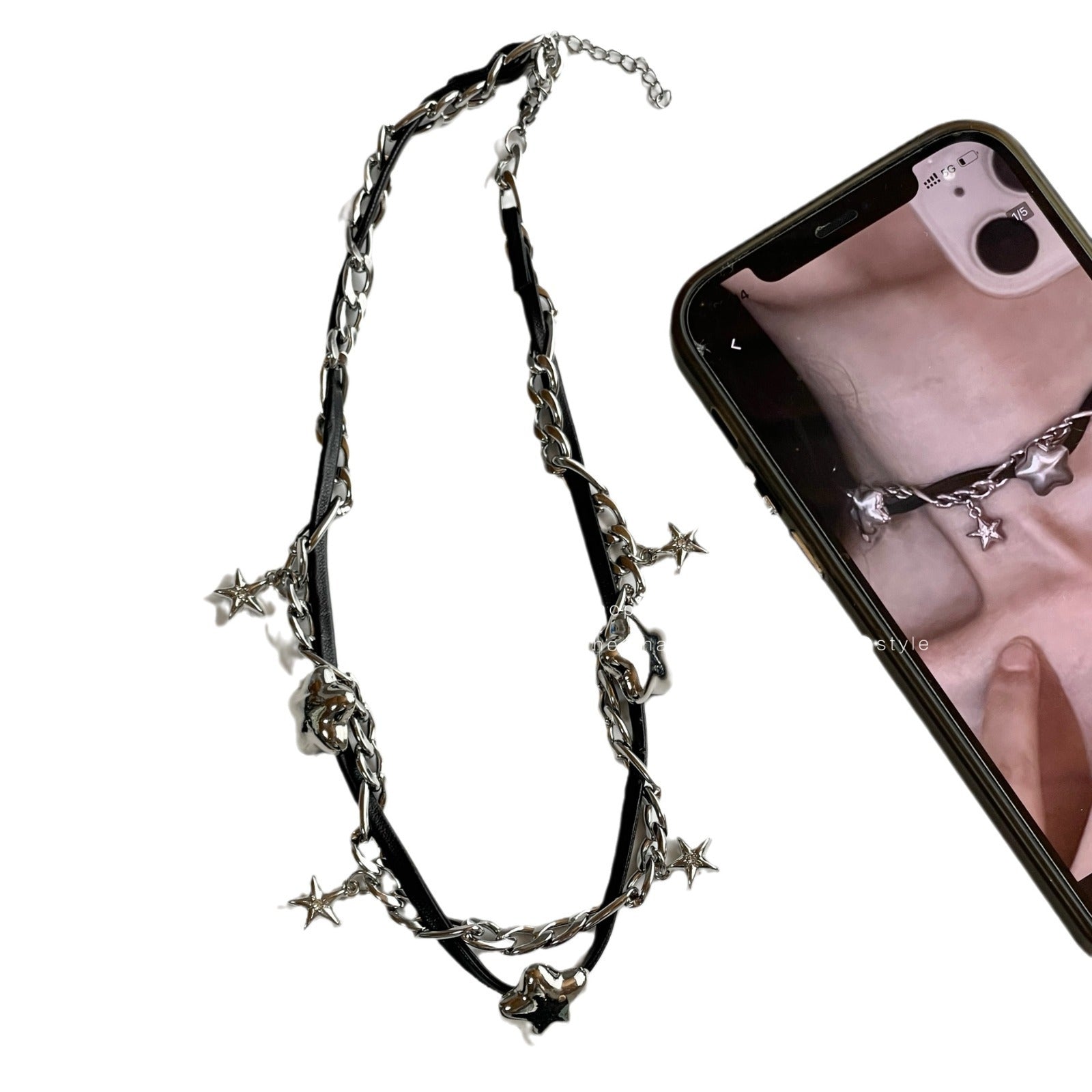 Wholesale Sweet and Cool Black Star Wrapped Necklace