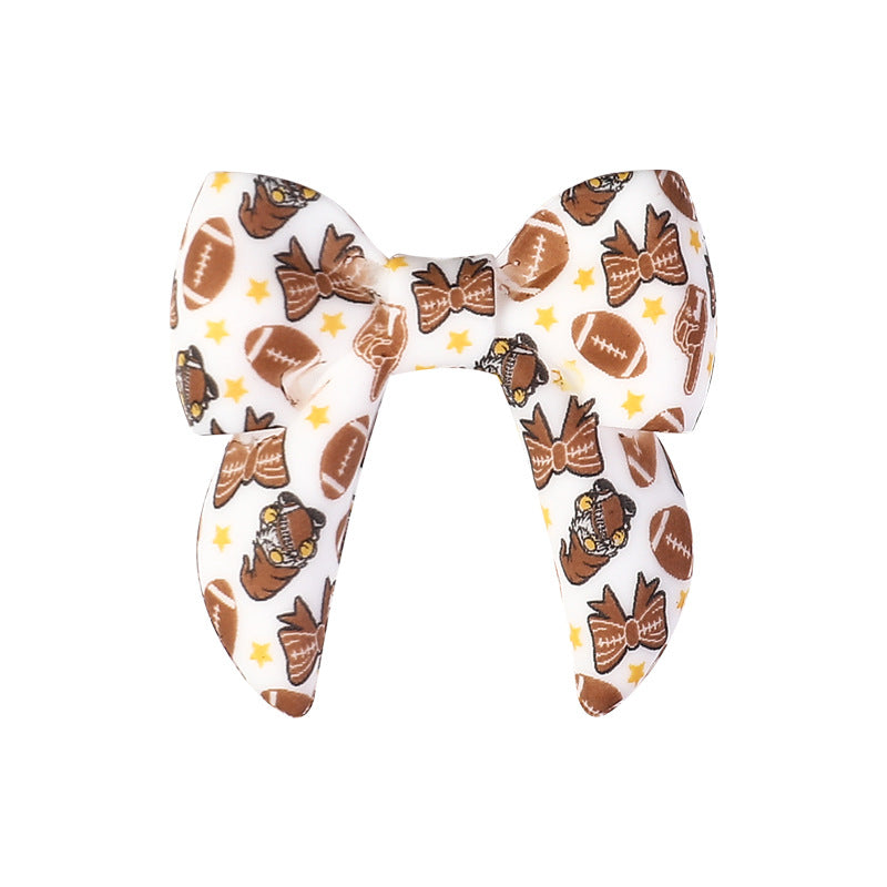 Wholesale  20pcs Bow Print 3D Silicone Bow Focal Beads Beaded Jewelry