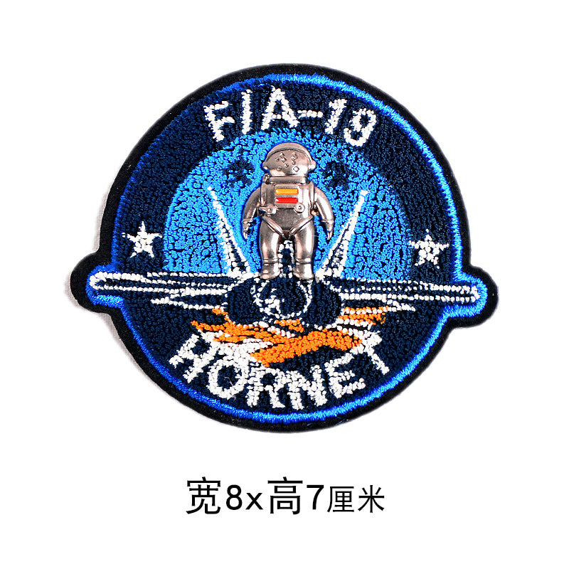 Wholesale Fashion Astronaut Space Towel Embroidery Brooch Round Cartoon Cute Clothing Pin Everyday Accessory For Resale