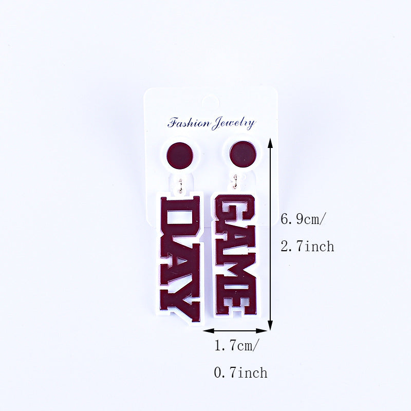 Wholesale Rugby English Letter Game Day Acrylic Earrings