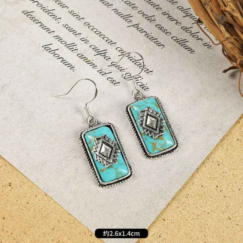 Wholesale Alloy Electroplated Retro Tassel Earrings For Women Ethnic Contrast Color Long Earrings Vacation Style Fashion Accessory