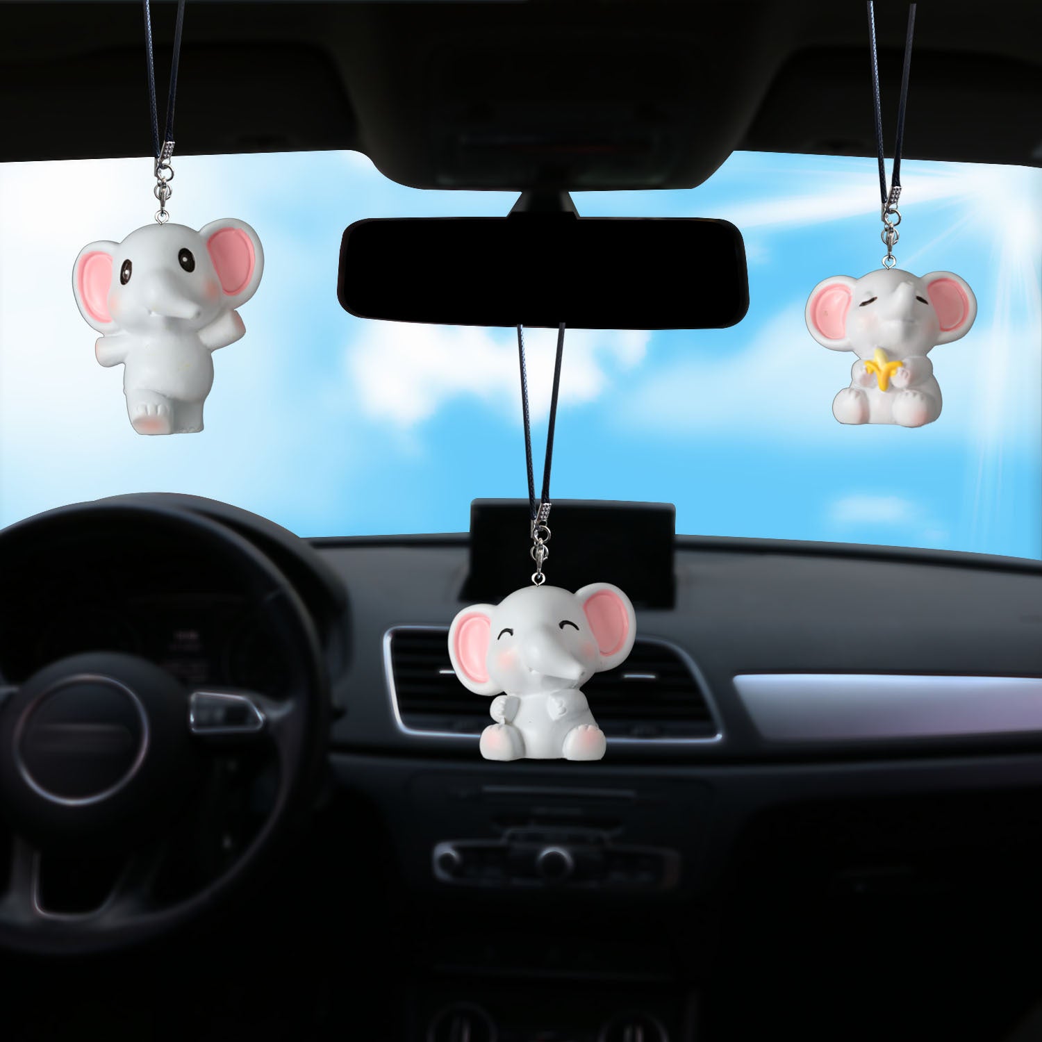 Wholesale Cute elephant car rearview mirror decorative pendant