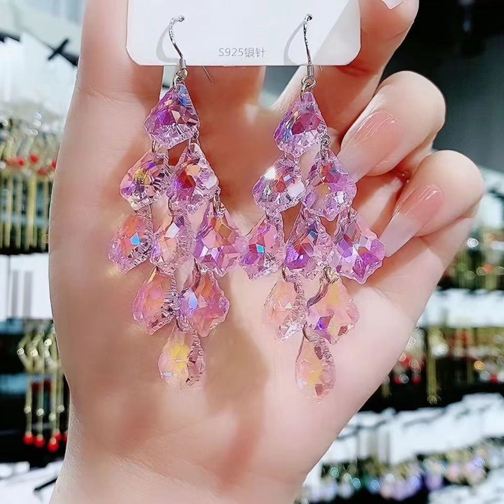 Pendientes de cristal de cristal de cristal púrpura al por mayor pendientes hipoalergénicos
