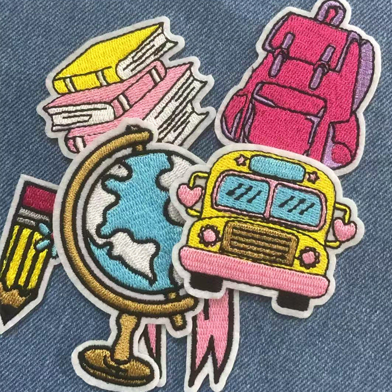 Wholesale Campus Life Back To School Embroidered Patch Iron On Decorative Accent For Hats Bags Clothing DIY Accessory