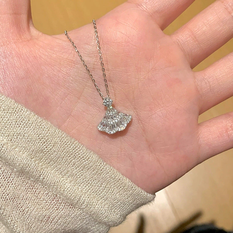 Wholesale Silver skirt with hollowed out umbrella skirt Titanium Steel Necklace