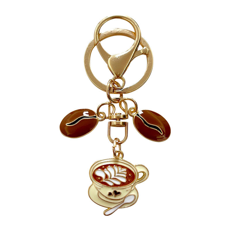 Wholesale Coffee cup coffee bean metal keychain