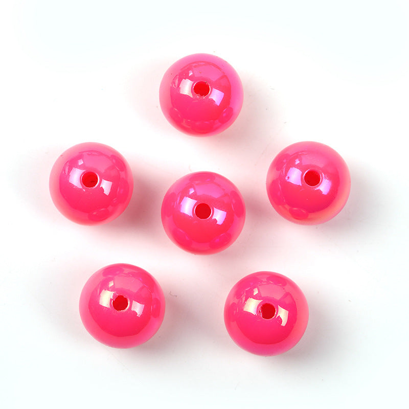 Wholesale 100pcs UV color plated solid color round beads 16mm acrylic beads