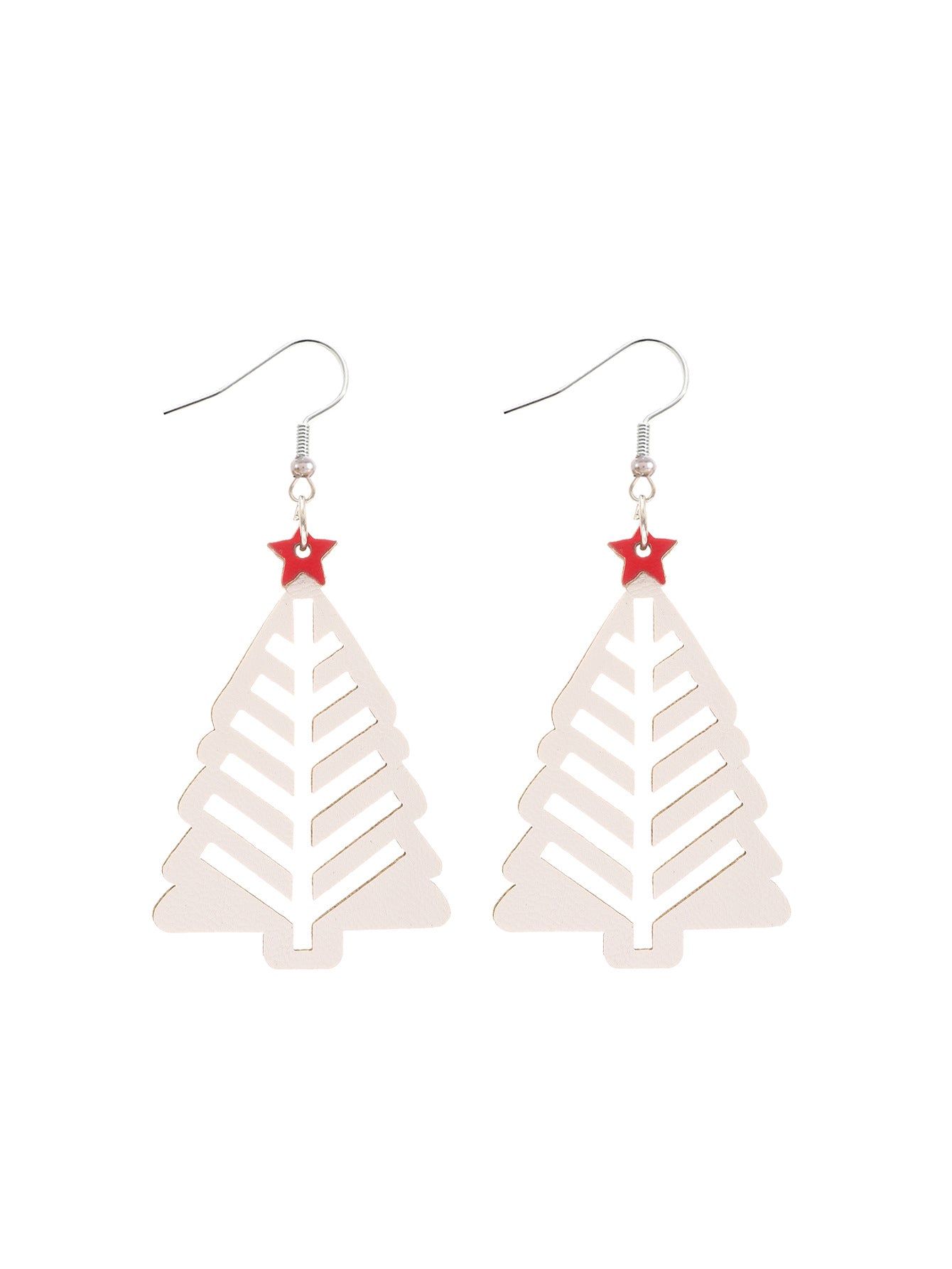 Wholesale Christmas Simple Hollow Christmas Tree Pu Leather Earrings