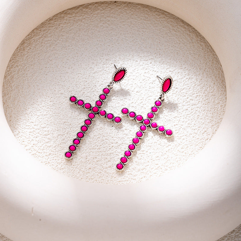 Wholesale Bohemian style turquoise flower earrings