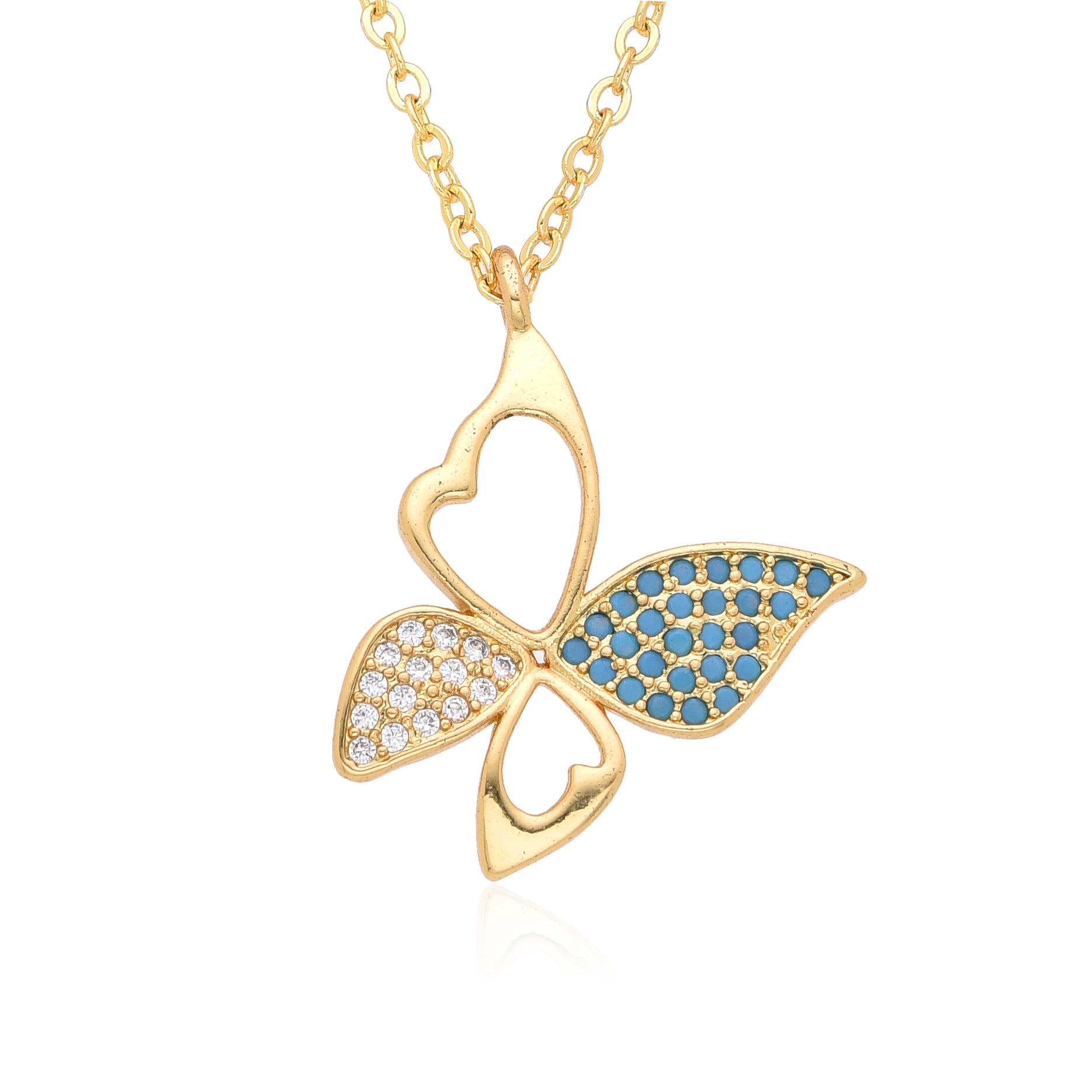 Wholesale Copper Gold Plated Butterfly Necklace Clavicle Chain
