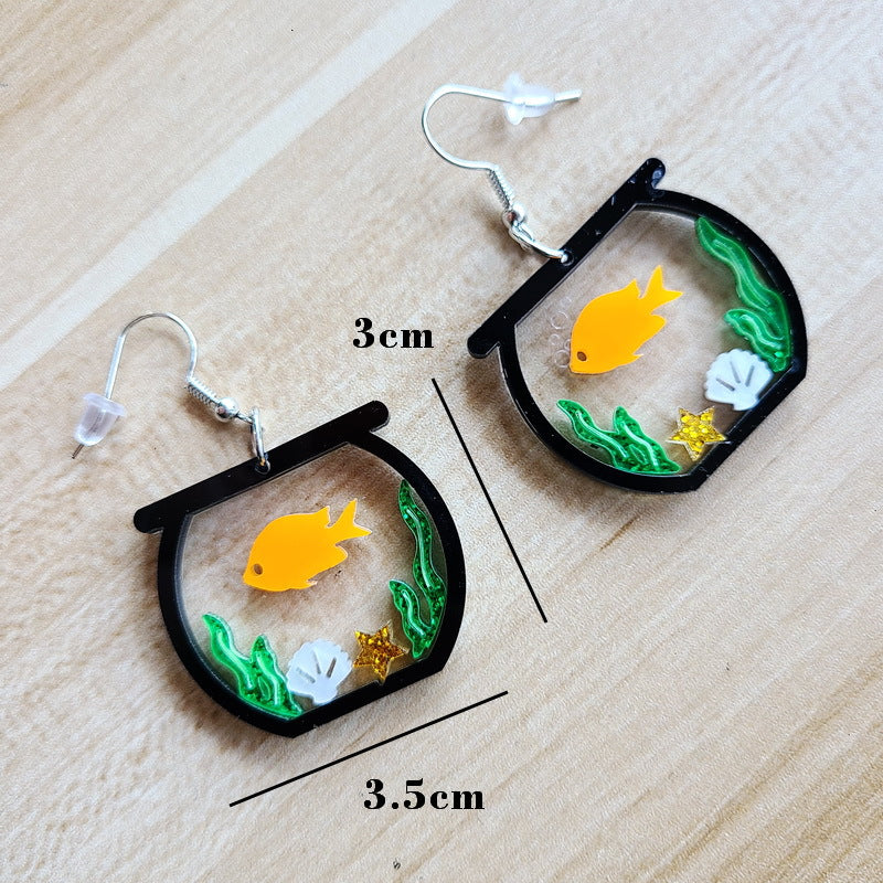 Wholesale Colorful Transparent Acrylic Water Grass Goldfish Tank Goldfish Earrings