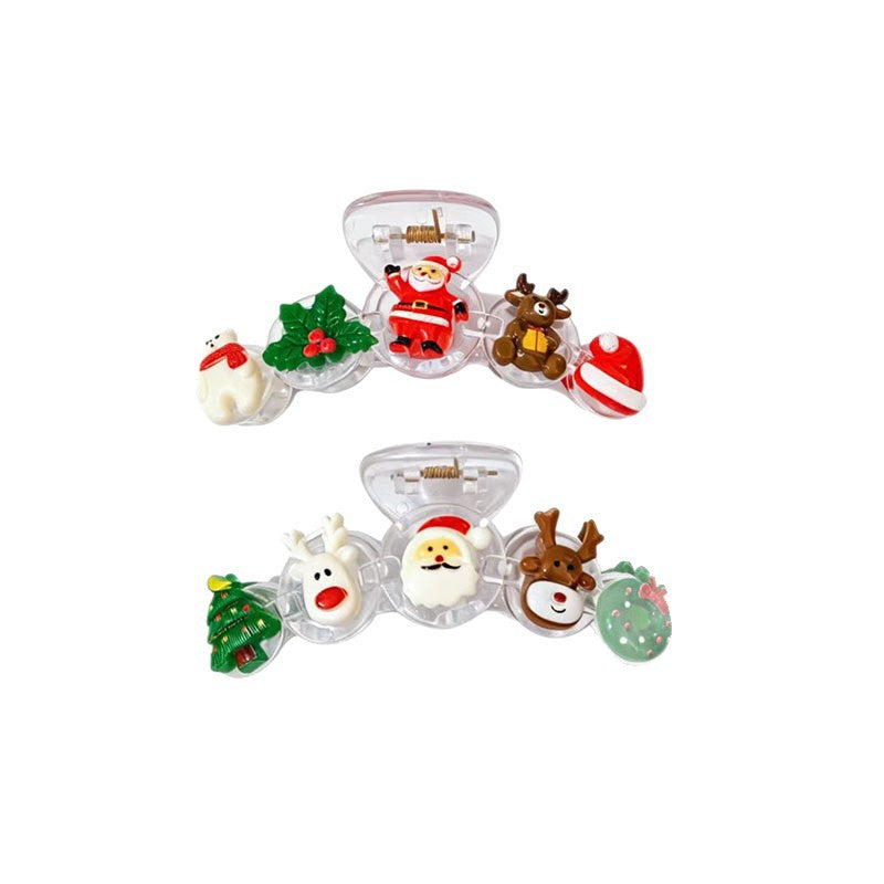 Wholesale Christmas Cartoon Santa Reindeer Hair Claw Clips Plastic Snowflake Design Party Decorative Fashion Accessory For Resale