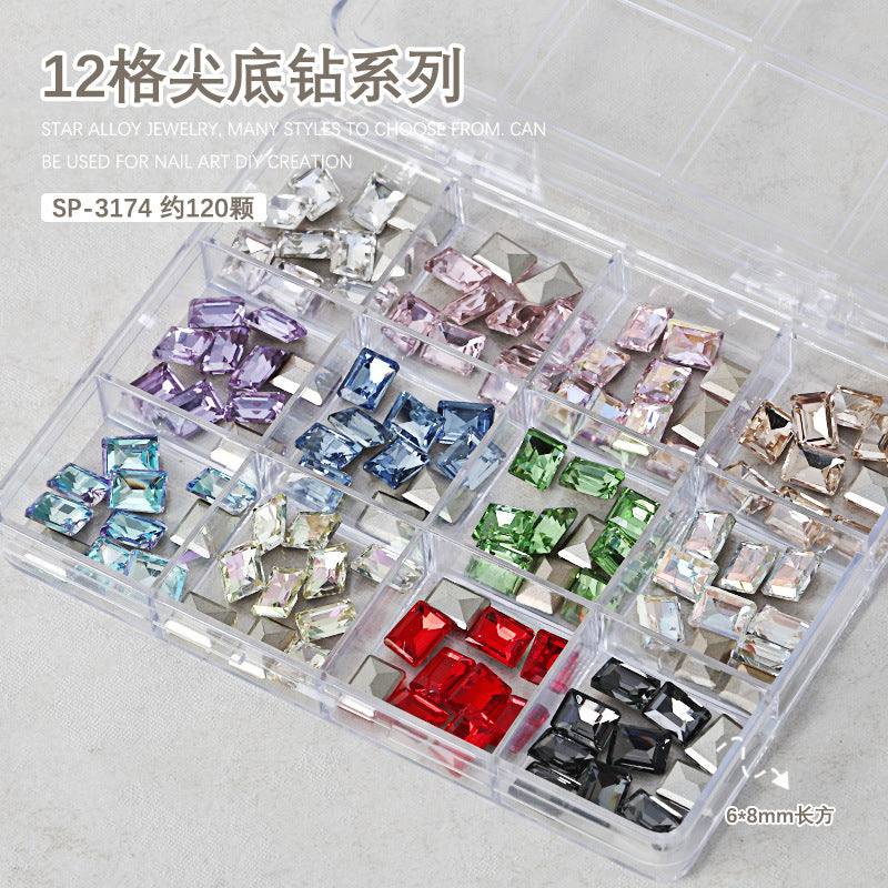 Wholesale Twelve-grid box nail art diamond decoration