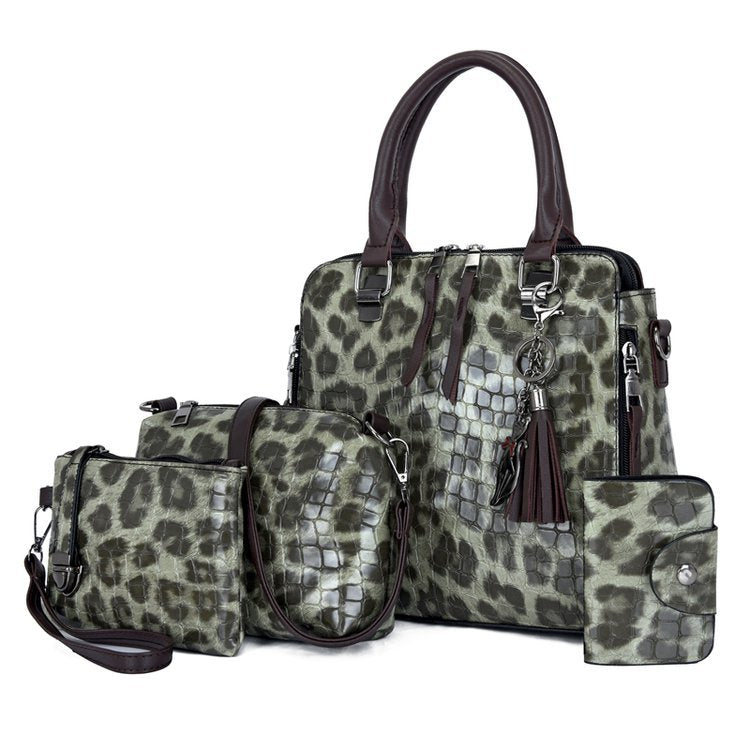Wholesale PU Leopard Shoulder Bag Set