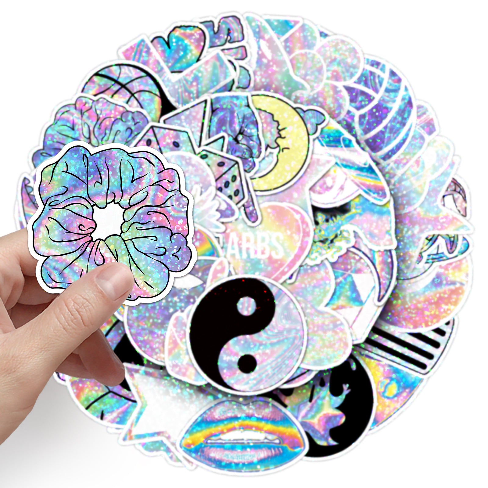 Wholesale 50pcs/pack laser glitter stickers