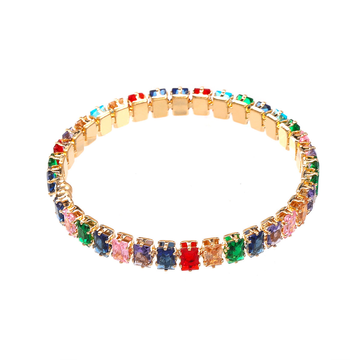 Wholesale Square Colored Diamond Alloy Zircon Bracelet