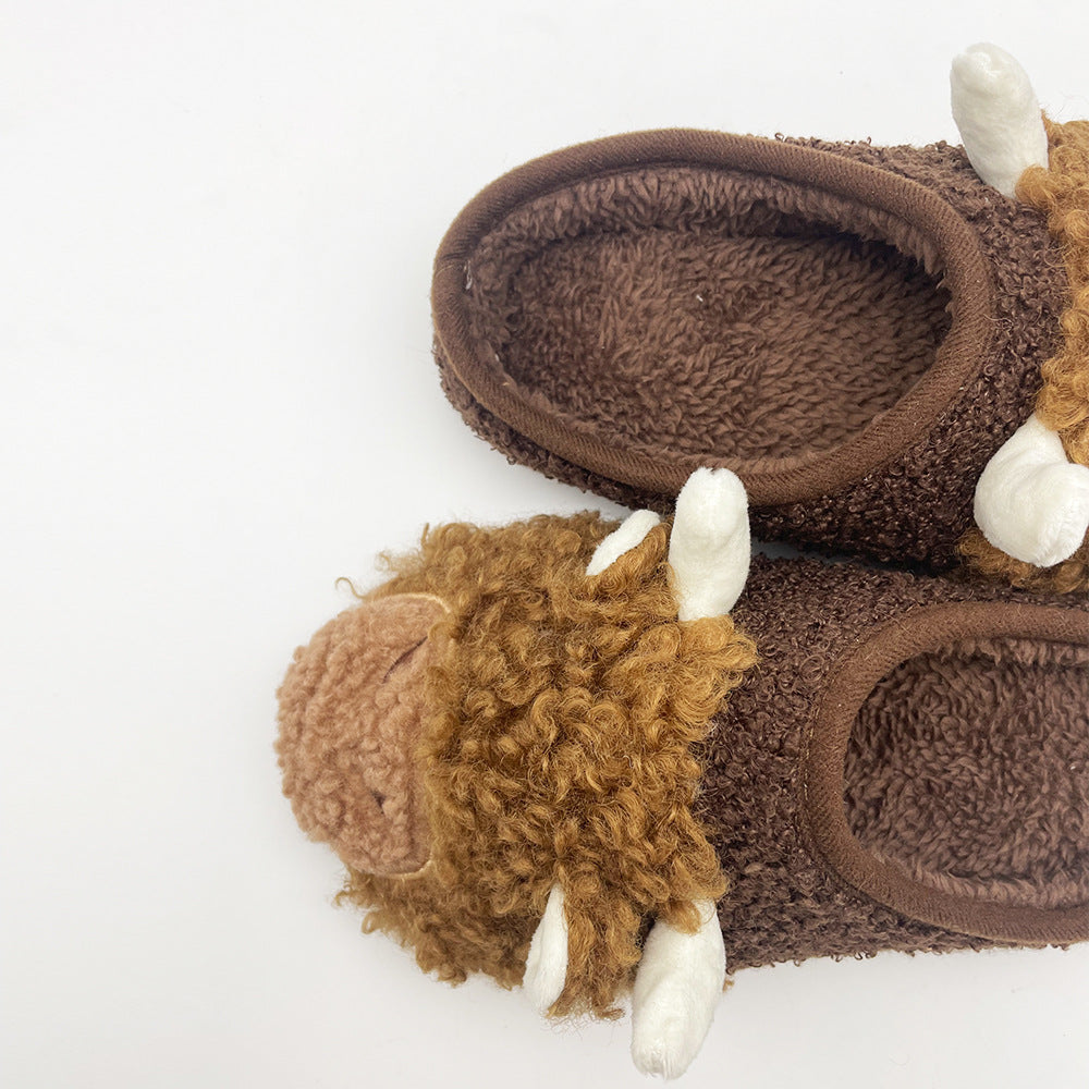 Wholesale New Highland Cow Slippers Scottish Yak Amazon Yak Plush Slippers