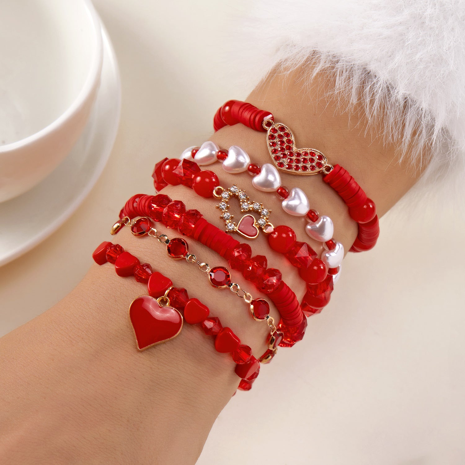 Wholesale  Valentine' s Day Heart Multi Bracelet Set