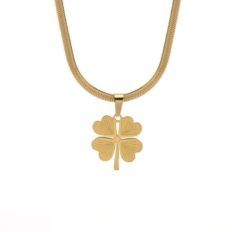 Wholesale Four Leaf Clover Gold Choker Necklace Titanium Steel Fashion Jewelry Accessory For Women Boutique Resale