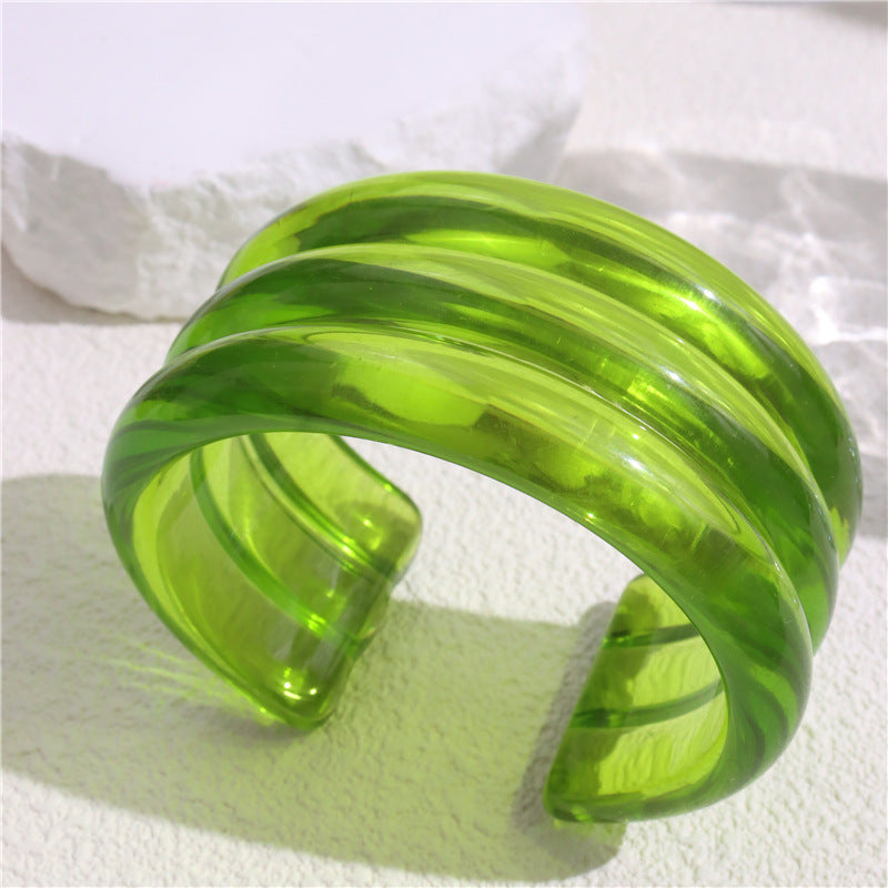 Wholesale Three-layer Resin Bracelet Retro Texture Open Ring Bracelet