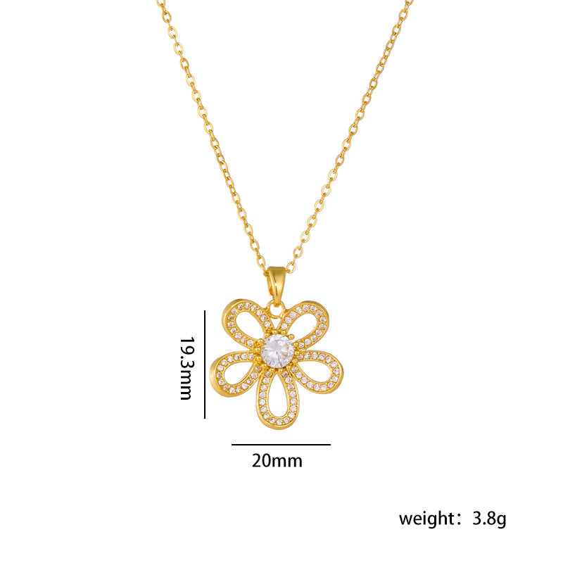 Wholesale women' s flower pendant niche design clavicle chain