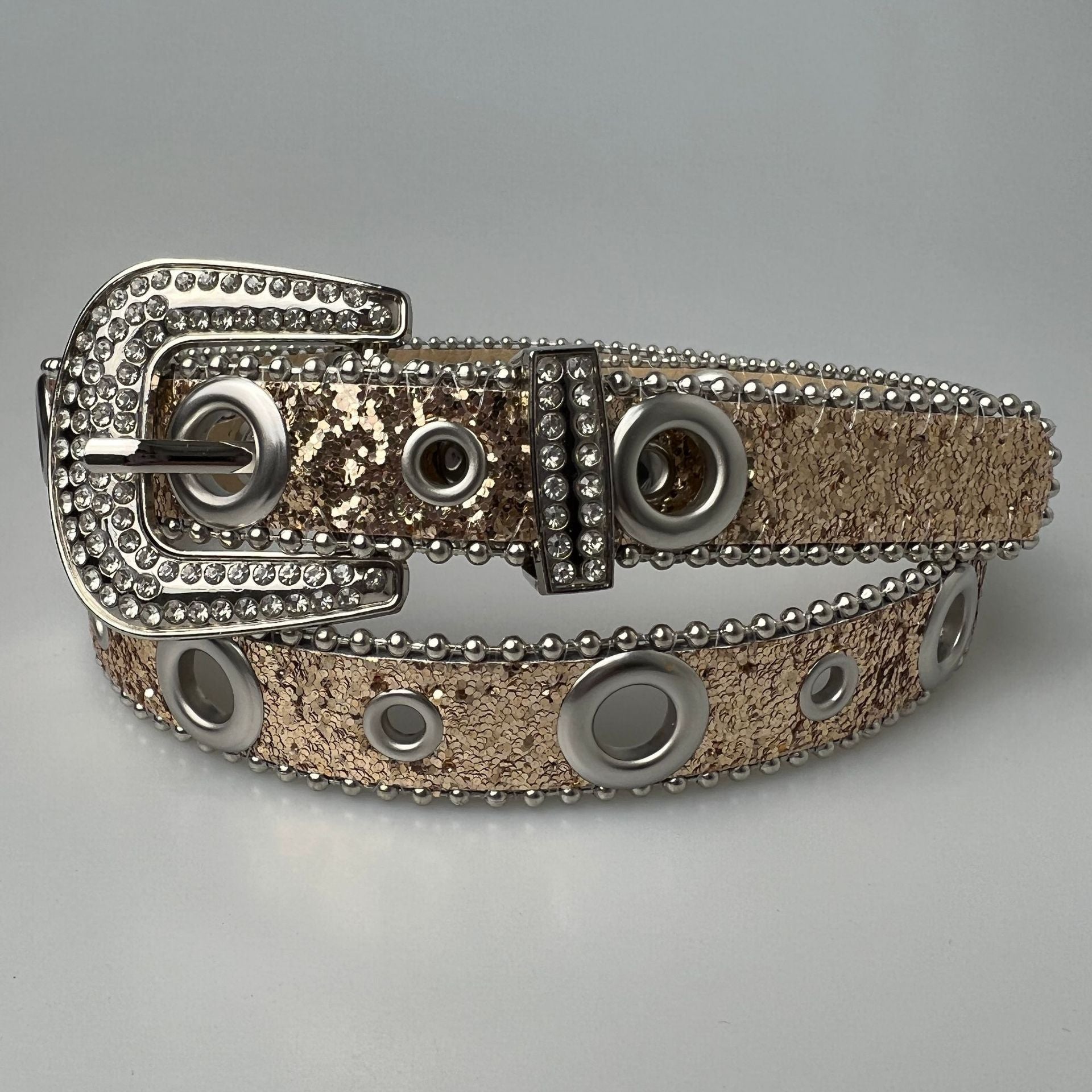 Wholesale Rhinestone Sequin Full Eyelet Eyelet Jeans Belt