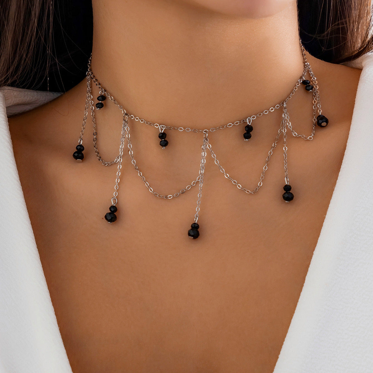 Wholesale Halloween Gothic Style Fake Blood Imitation Crystal Tassel Beaded Necklace