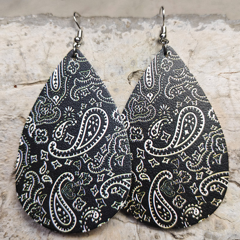 Wholesale 2pairs/pack Cross Drop Shape Western Cowboy Leather Earrings