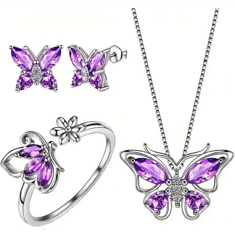 Wholesale Butterfly Rhinestone Crystal Alloy Ring Earrings Necklace