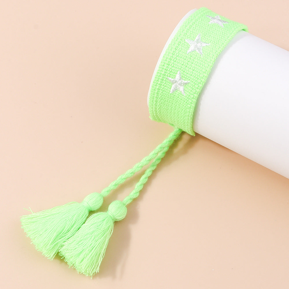 Brazalete de cuerda multicolor de Tassel de cinco lados de doble cara al por mayor